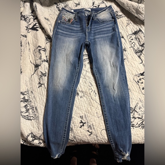 Vigoss Blue Skinny Jeans with American Flag Pockets - Picture 2 of 4